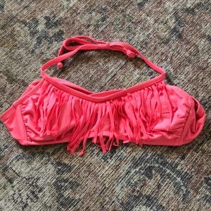 Pink/coral fringe swimsuit top